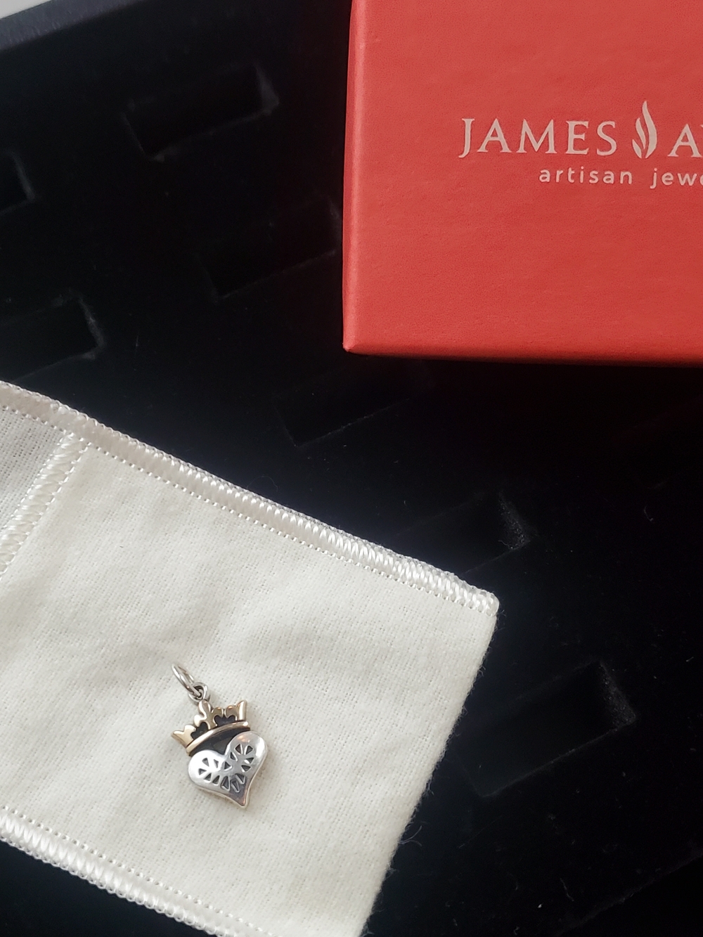 James Avery Silver and Gold Heart Crown Charm